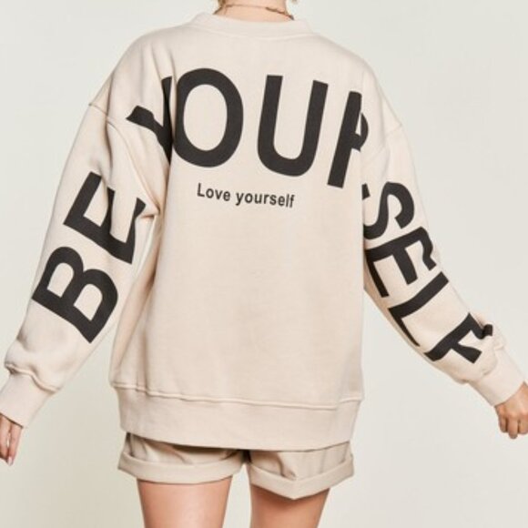 Cozy & Chic - Be Yourself Oversized Sweatshirt – Printed Pullover Crewneck, Stre - Picture 1 of 4
